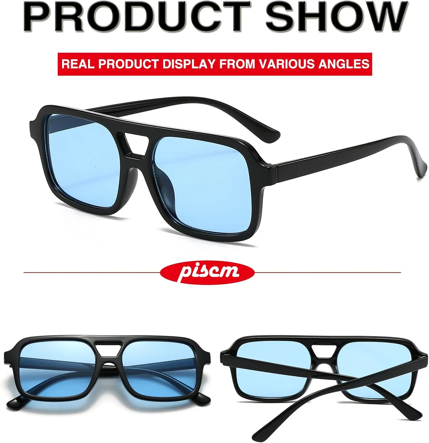 Retro Square Aviator Sunglasses for Women Men 70s Tinted Square Aviator Sun Glasses Trendy Classic Shades