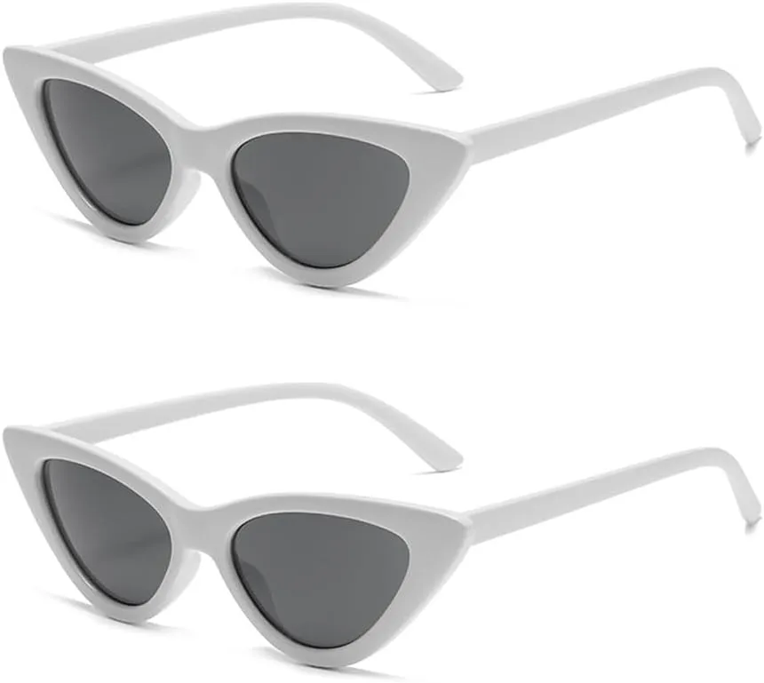 Ridering Retro Small Narrow Vintage Cat Eye Sunglasses for Women Plastic Frame UV400 Protection Retro Sunglasses