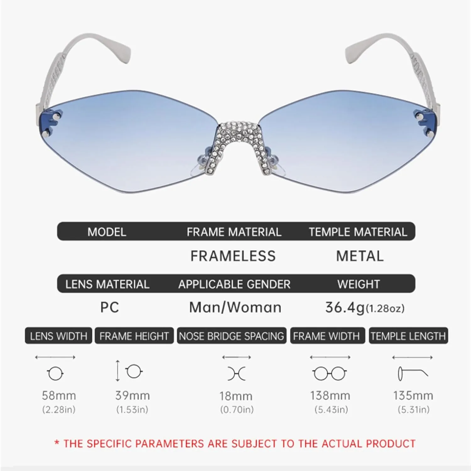 Rimless Polygon Polygon Sunglasses Women Luxury Fashion Metal Hexagon Sun Glasses for Ladies Eyewear Shades