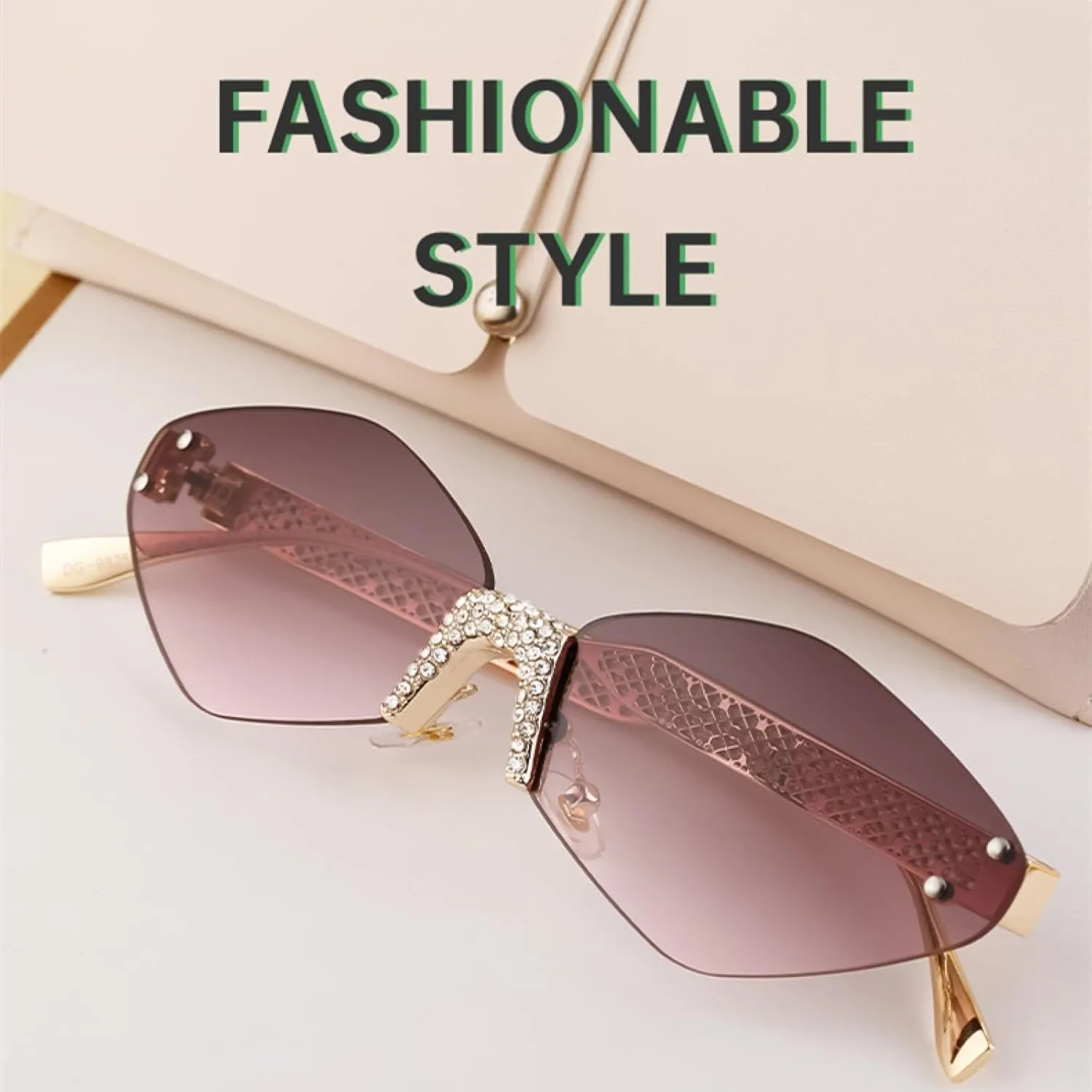 Rimless Polygon Polygon Sunglasses Women Luxury Fashion Metal Hexagon Sun Glasses for Ladies Eyewear Shades