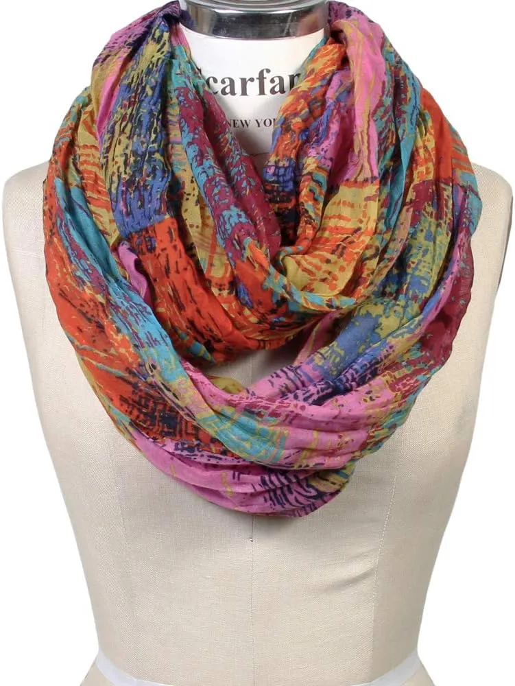 Scarfand's Mixed Colors Oil Paint Tie-dye Spring Fashion Versatile Lightweight Infinity Scarves Head Wrap