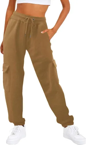 SHAOBGE Cargo Sweatpants for Women Women's Casual Solid Pocket Pants High Waist Elastic Sweater Womens Fall