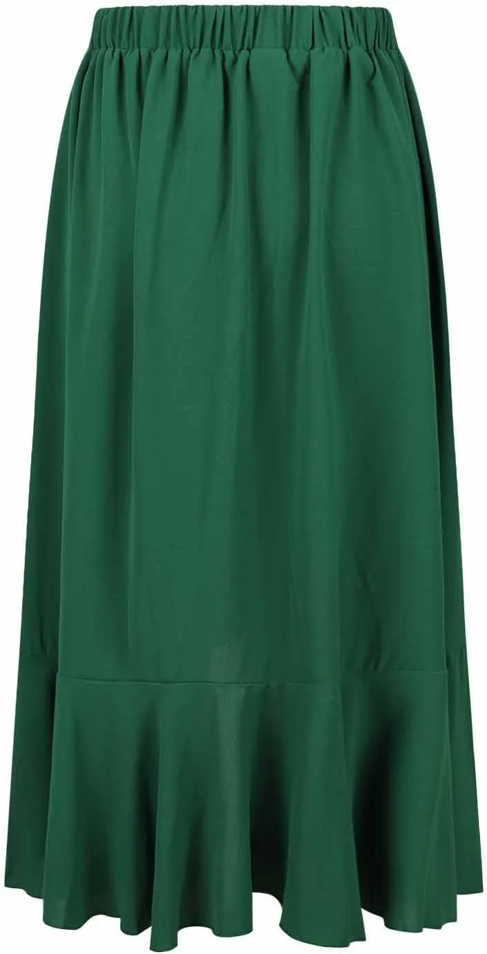 Skirts for Women High Waist Front Asymmetrical Ruffle Skirt Streetwear Flowy Tiered A-Line Pleated Ice Silk Skirts