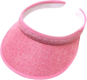 Sommer Sun Visor Hats,Women Man Embroidered Large Brim Denim Protection Beach Cap Baseball Cap Topee (Pink)