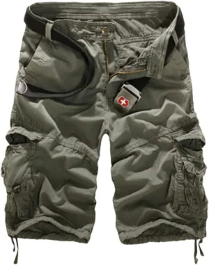 SOMTHRON Men's Oversize Twill Utility Jogger Shorts Pants Knee Length Multi Pockets Cotton Camo Cargo Shorts