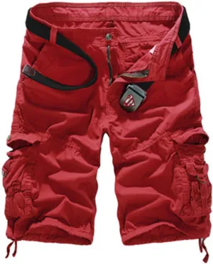SOMTHRON Men's Oversize Twill Utility Jogger Shorts Pants Knee Length Multi Pockets Cotton Camo Cargo Shorts