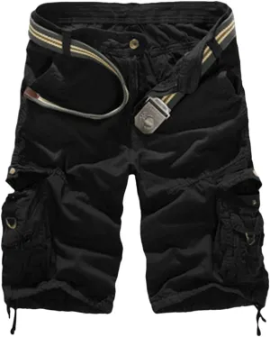 SOMTHRON Men's Oversize Twill Utility Jogger Shorts Pants Knee Length Multi Pockets Cotton Camo Cargo Shorts