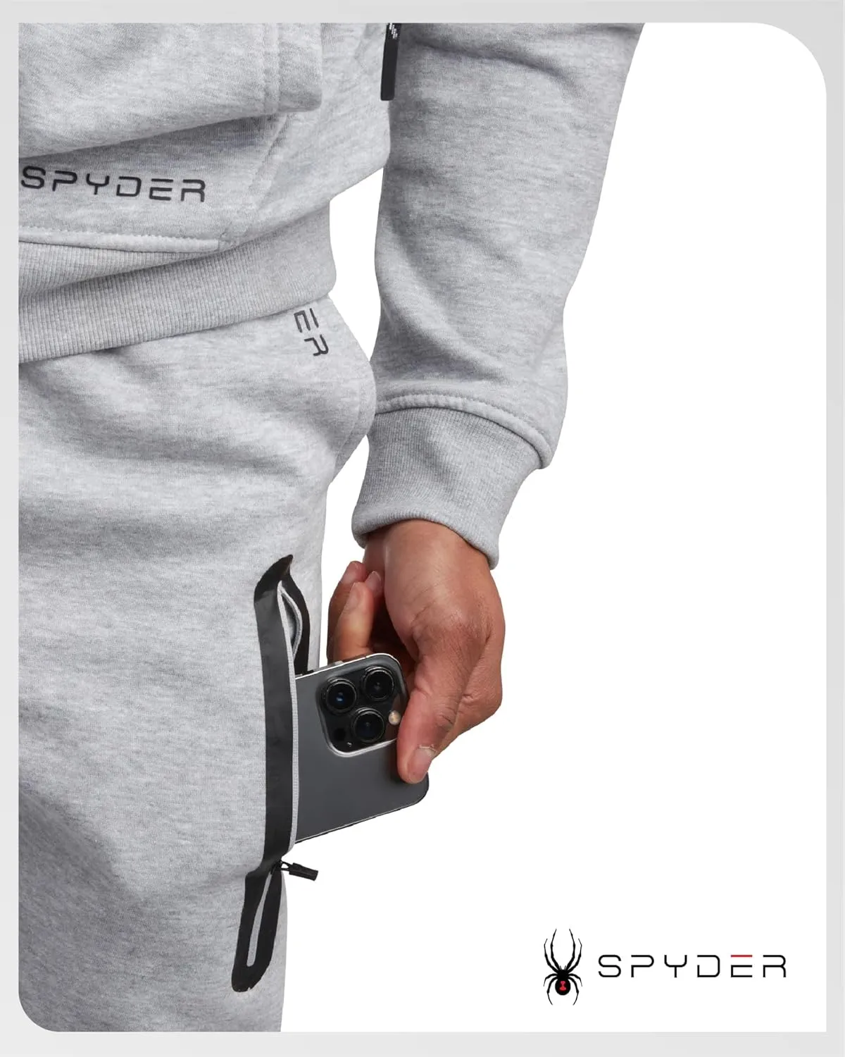 Spyder Mens Track Suit Set - 2 Piece Men's Activewear Fleece Zip Up Hoodie and Jogger Sweatpants, Sweatsuits for Men (S-XXL)