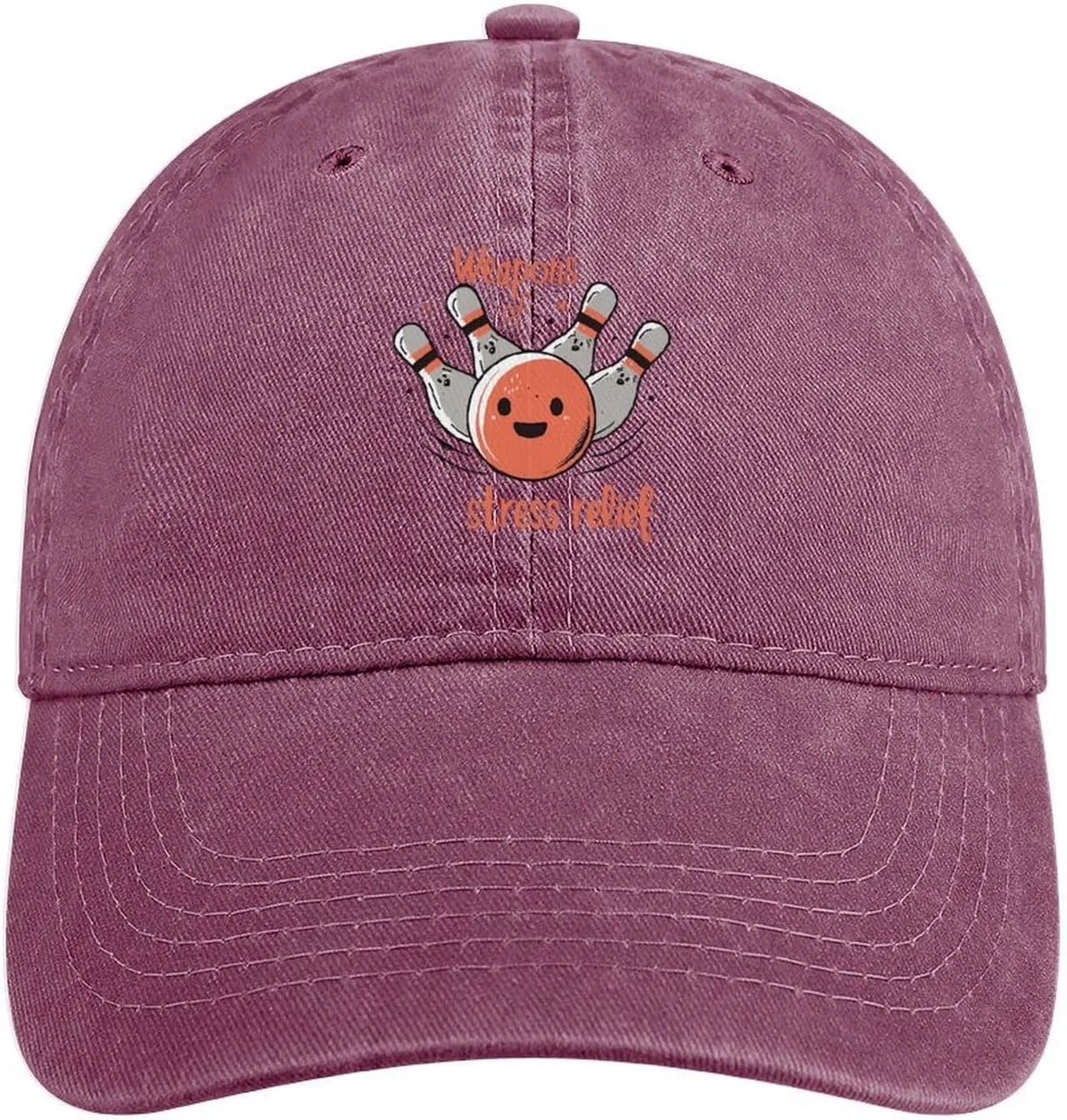 Stress Relief Bowling Unisex Adult Baseball Cap Curved Brim Sun Caps of Sports Denim Freely Adjustable