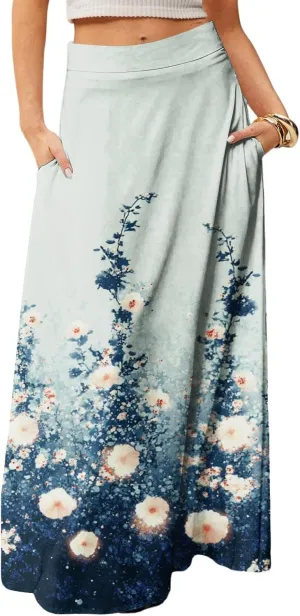 Summer Women's Skirts, Casual Vacation Elegantes Maxi Trendy Womens Skirts