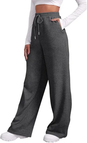 Sweatpants for Women Baggy Fleece Lined Elastic High Waist Wide Leg Joggers Sports Pants Drawstring Lounge Trousers