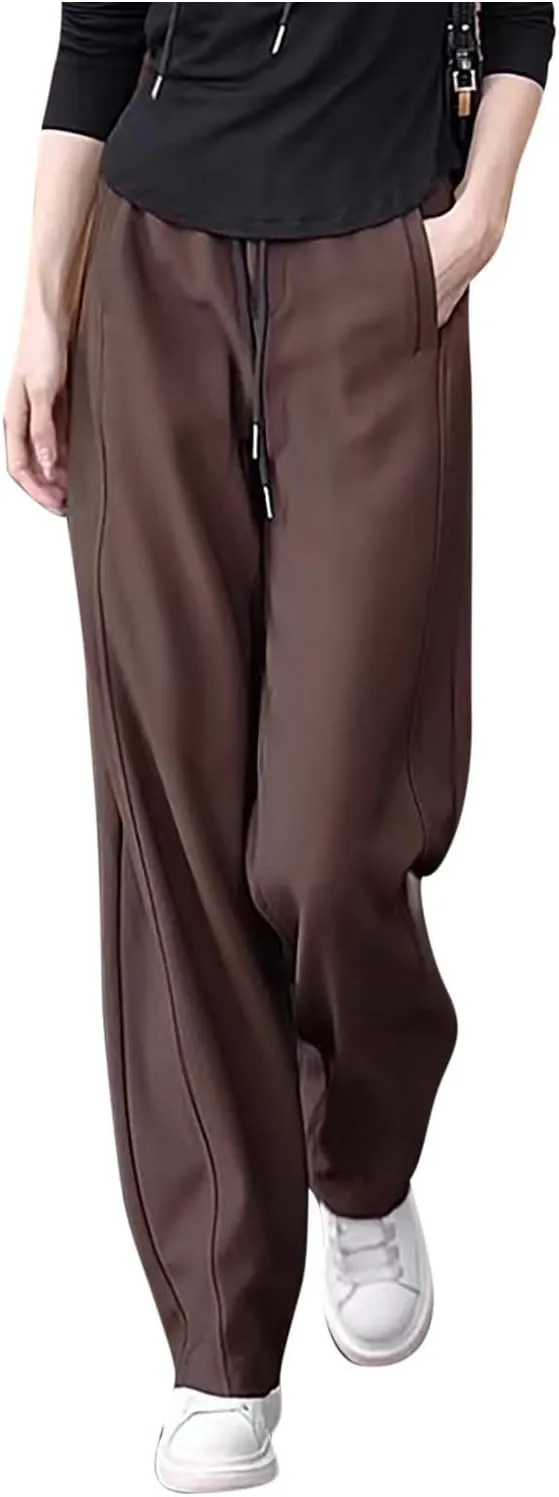 Sweatpants for Womens Straight Leg Fleece Lined Sports Pants Casual Workout Joggers Drawstring High Waist Trousers