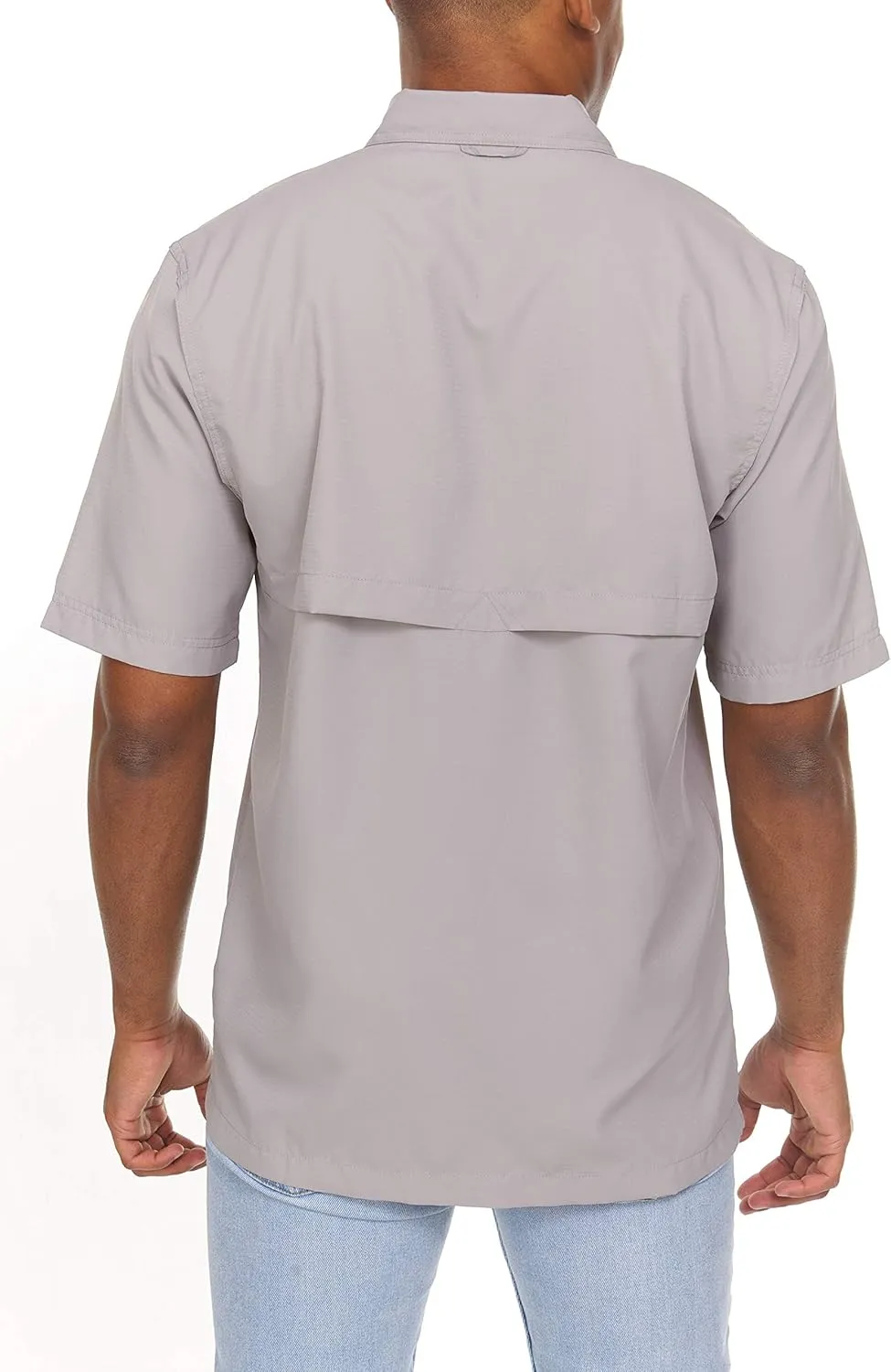 Swiss Alps Mens Short Sleeve Button Down Sun Protection UPF 30 Shirt Quick Dry Cooling Fishing Shirts Casual Summer Tops