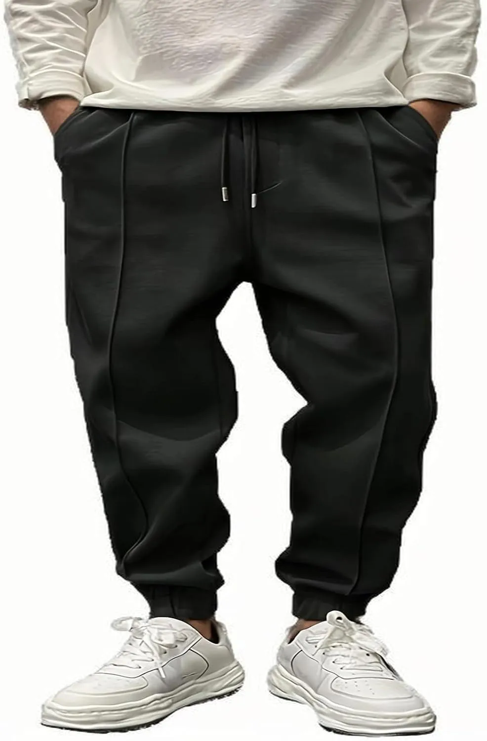 Thick Sweatpants for Men Baggy Drawstring High Waist Running Jogger Winter Fashion Cinch Bottom Tapered Jogging Pants