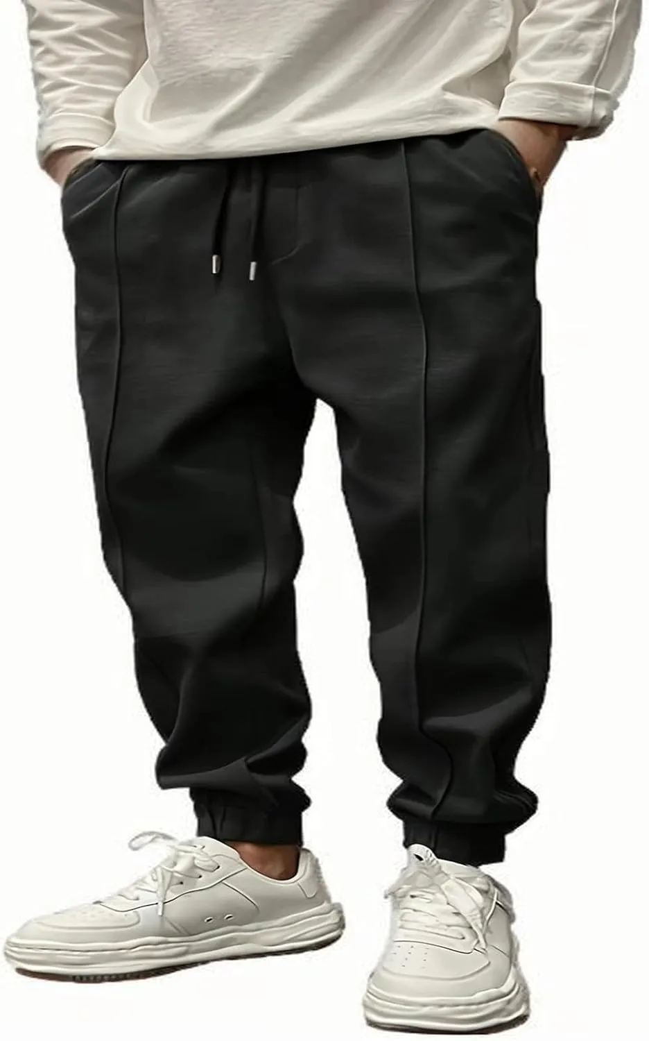 Thick Sweatpants for Men Baggy Drawstring High Waist Running Jogger Winter Fashion Cinch Bottom Tapered Jogging Pants