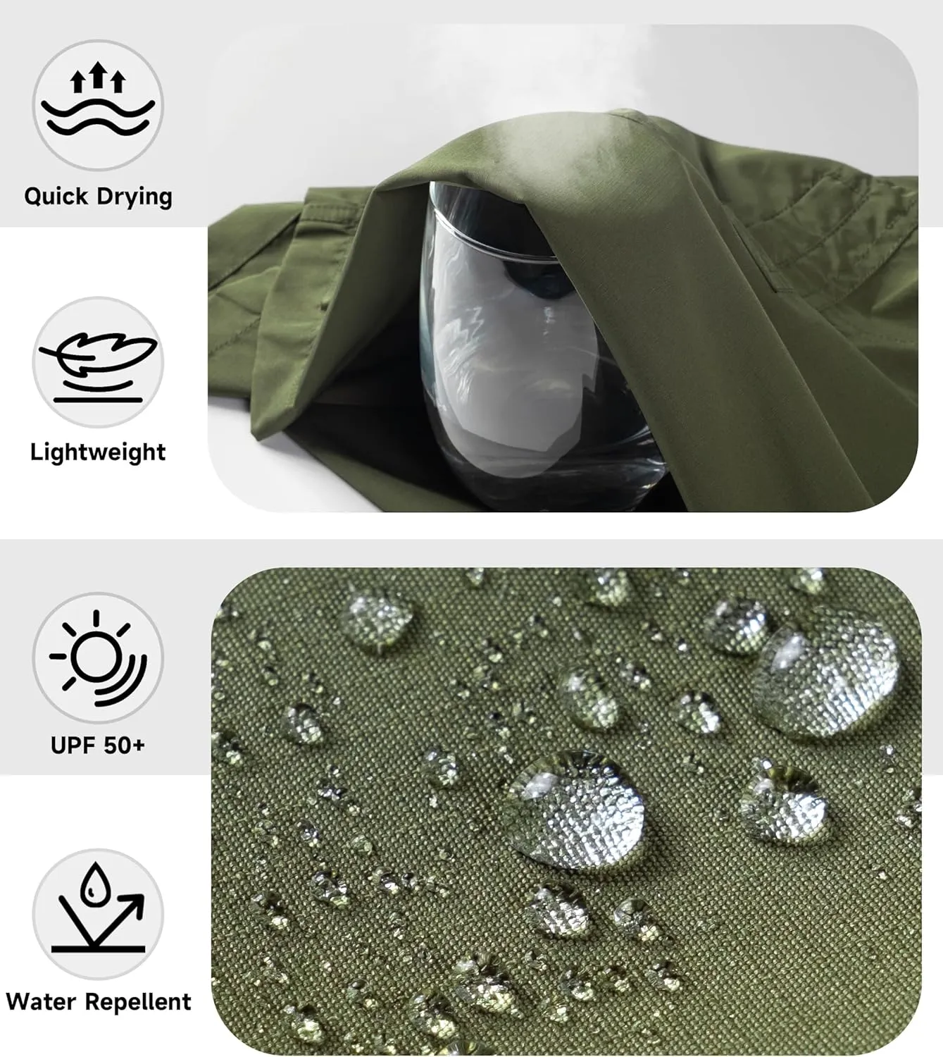 TLAENSON Boys Lightweight Cargo Shorts Youth Drawstring Quick Dry Shorts Kids Hiking Short with Zipper Pockets