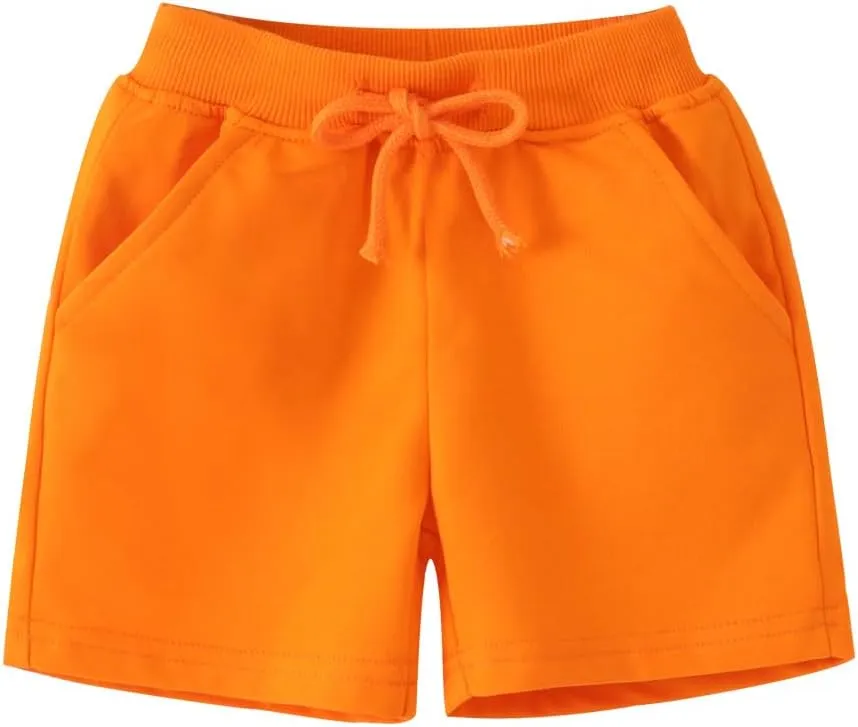 Toddler Boys Girls Cotton Jogger Shorts,Little Kids Active Sport Shorts with Drawstring