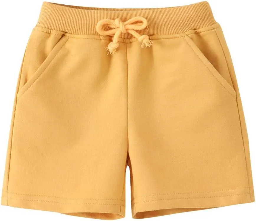 Toddler Boys Girls Cotton Jogger Shorts,Little Kids Active Sport Shorts with Drawstring