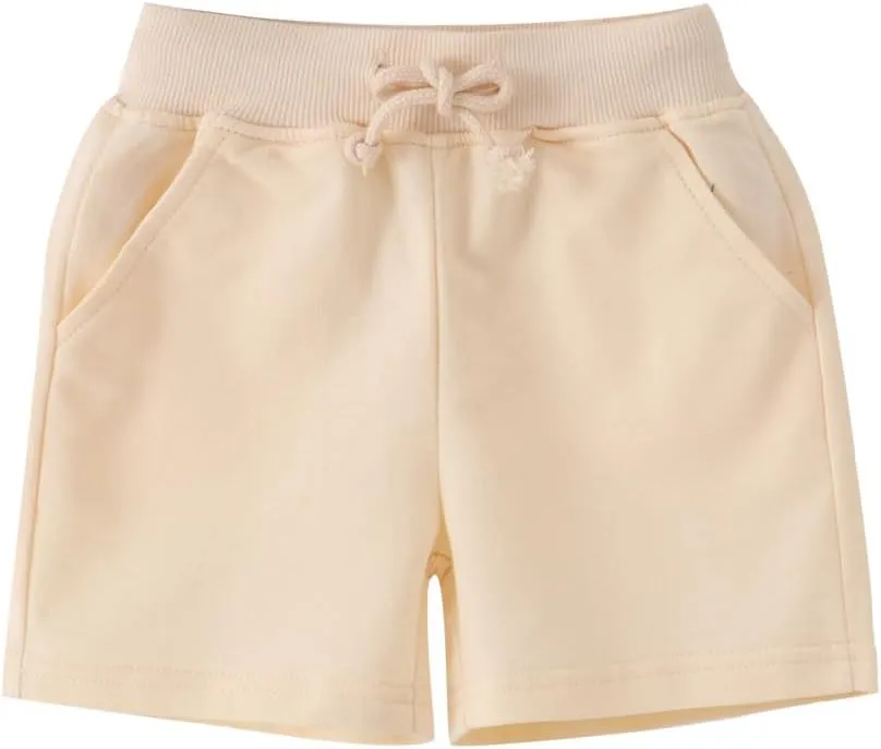 Toddler Boys Girls Cotton Jogger Shorts,Little Kids Active Sport Shorts with Drawstring