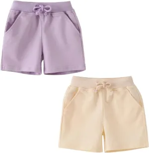 Toddler Boys Girls Cotton Jogger Shorts,Little Kids Active Sport Shorts with Drawstring