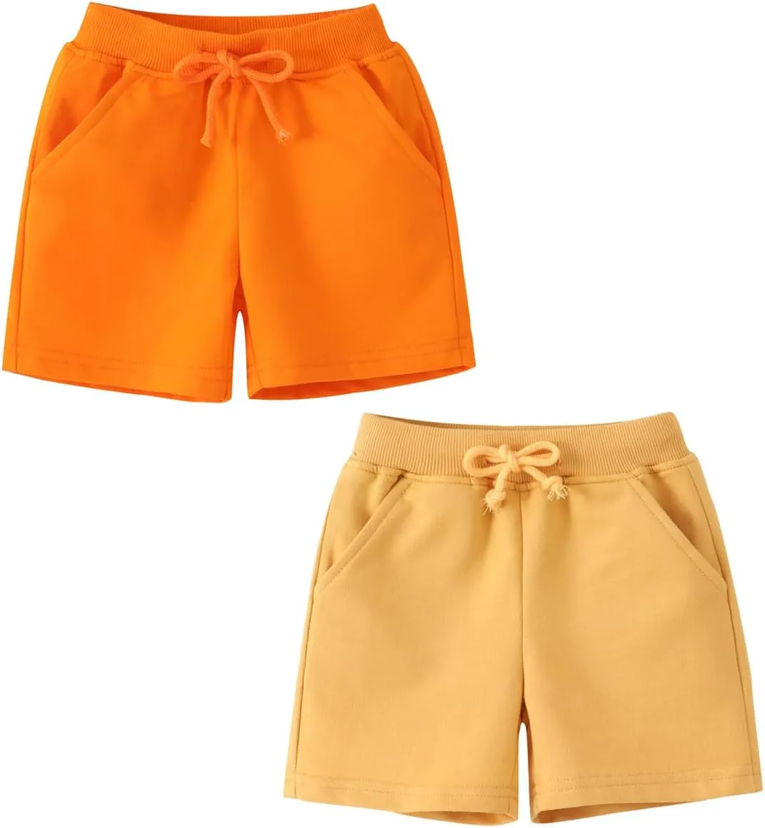 Toddler Boys Girls Cotton Jogger Shorts,Little Kids Active Sport Shorts with Drawstring