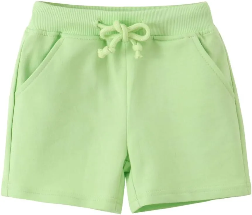 Toddler Boys Girls Cotton Jogger Shorts,Little Kids Active Sport Shorts with Drawstring