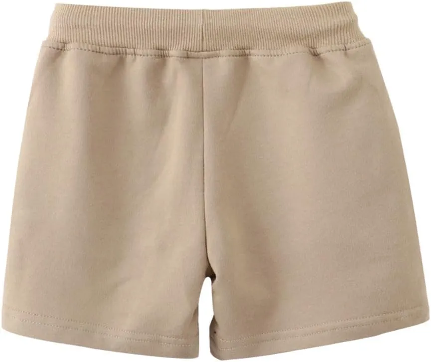 Toddler Boys Girls Cotton Jogger Shorts,Little Kids Active Sport Shorts with Drawstring