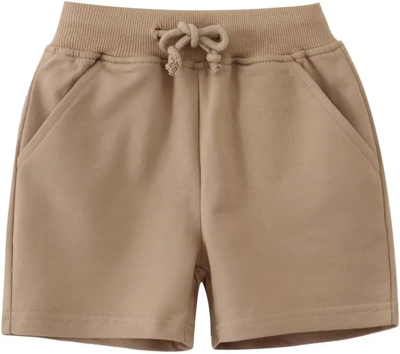 Toddler Boys Girls Cotton Jogger Shorts,Little Kids Active Sport Shorts with Drawstring