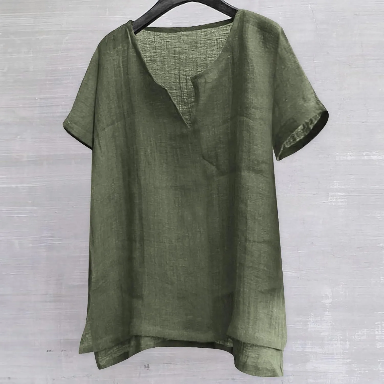 Tops for Men Cotton and Linen Brief Breathable Comfy Solid Color Short Half Long Sleeve Loose Casual T Shirt Blouse