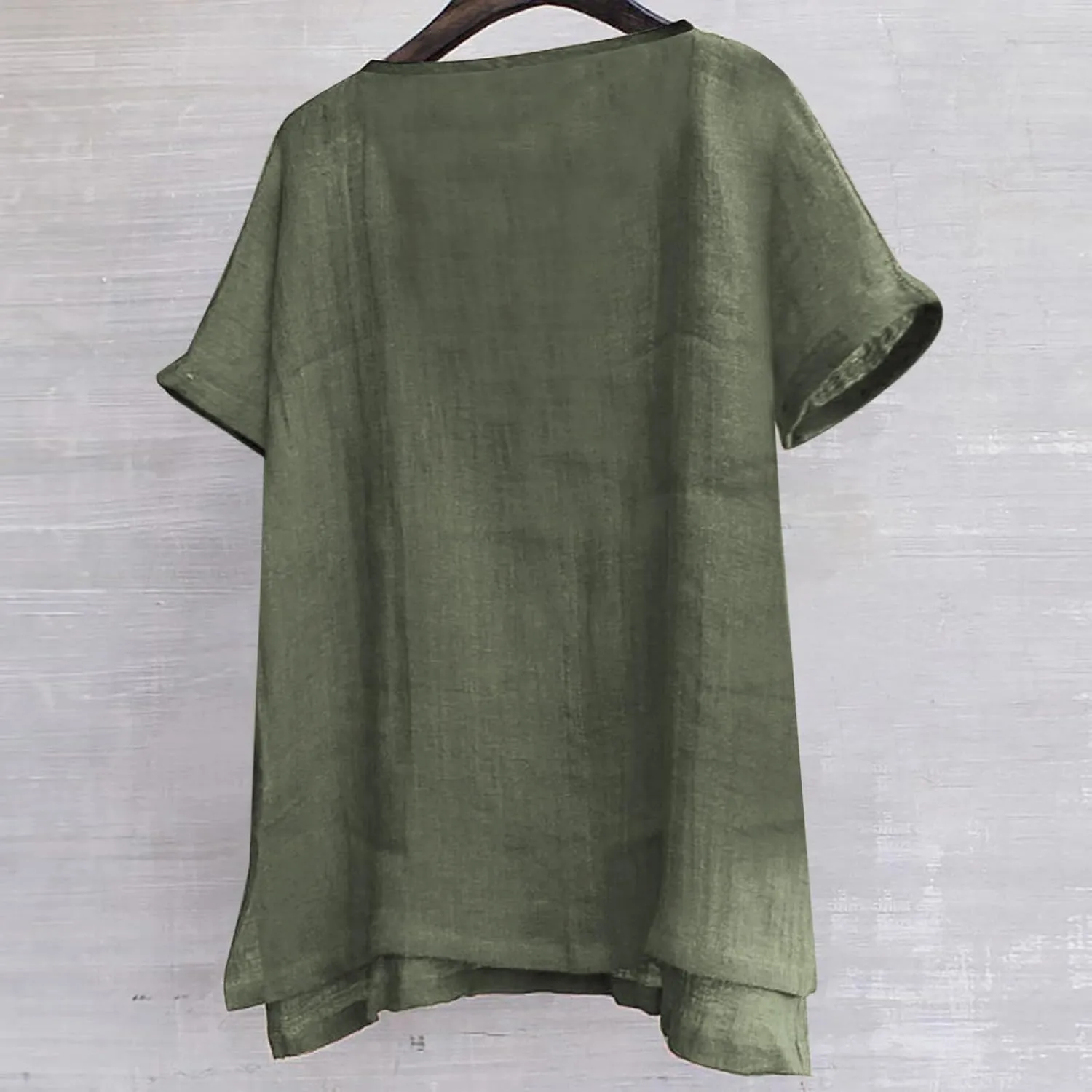 Tops for Men Cotton and Linen Brief Breathable Comfy Solid Color Short Half Long Sleeve Loose Casual T Shirt Blouse