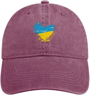 Ukraine Hear Unisex Adult Baseball Cap Curved Brim Sun Caps of Sports Denim Freely Adjustable