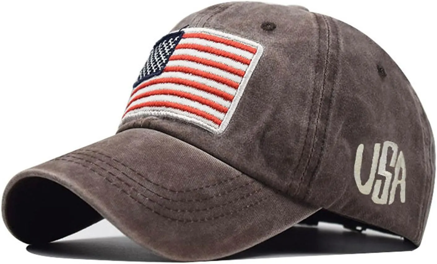 Unisex USA America Flag Baseball Caps Denim Distressed Rhinestone Hat for Adults 4th July Summer Sun Cap Hip Hop Caps