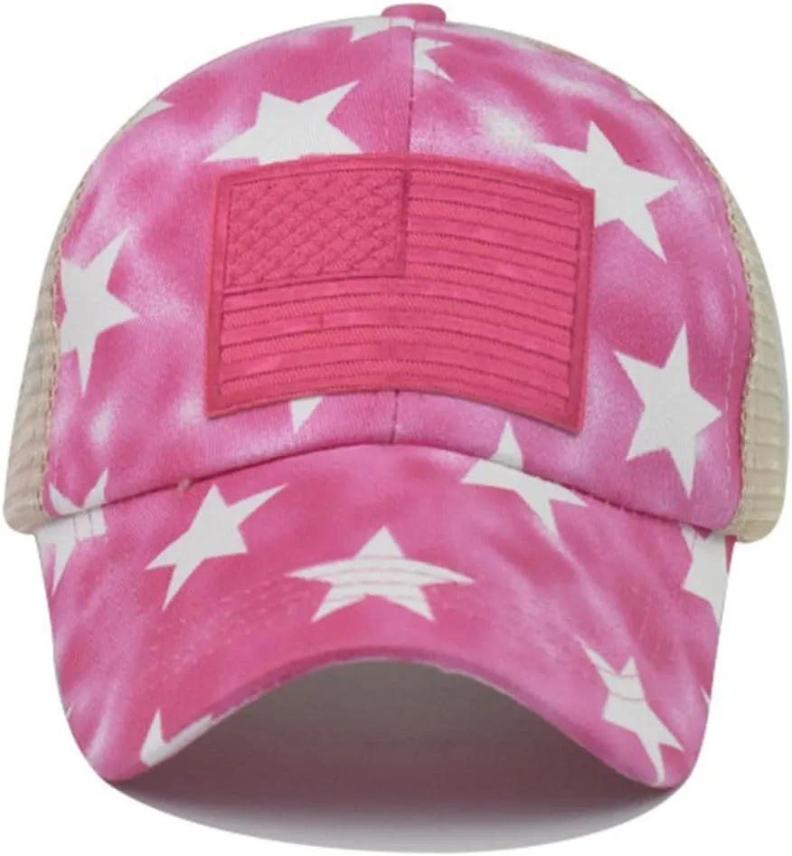 Unisex USA America Flag Baseball Caps Denim Distressed Rhinestone Hat for Adults 4th July Summer Sun Cap Hip Hop Caps