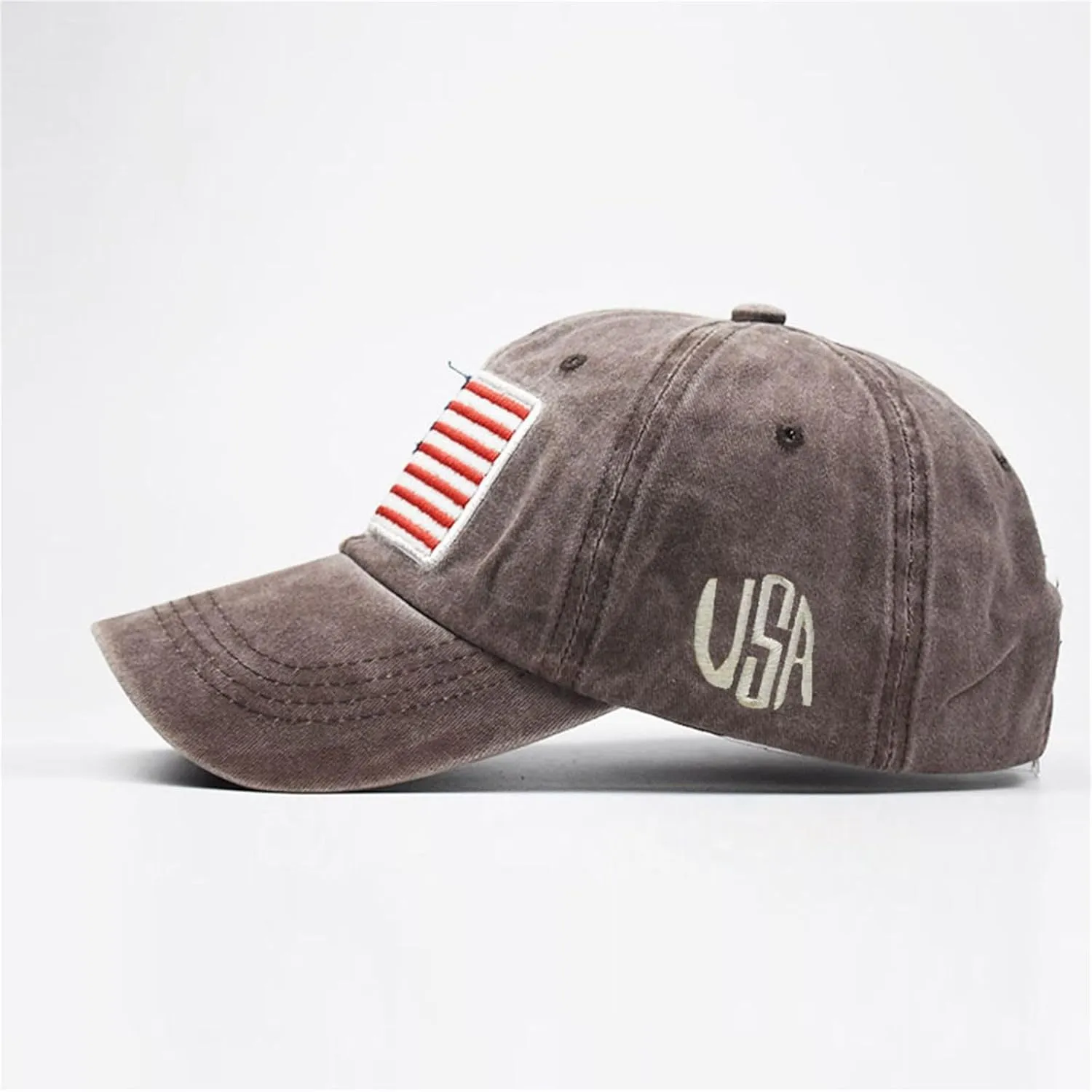Unisex USA America Flag Baseball Caps Denim Distressed Rhinestone Hat for Adults 4th July Summer Sun Cap Hip Hop Caps