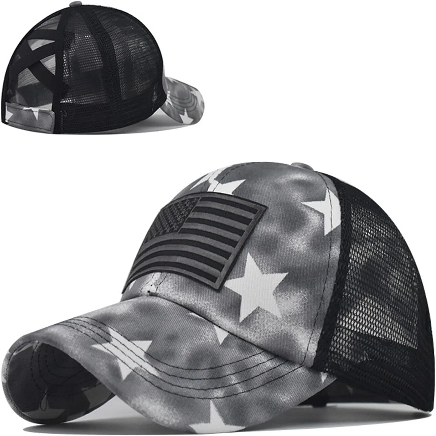 Unisex USA America Flag Baseball Caps Denim Distressed Rhinestone Hat for Adults 4th July Summer Sun Cap Hip Hop Caps