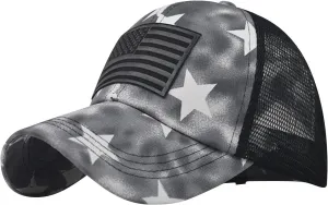 Unisex USA America Flag Baseball Caps Denim Distressed Rhinestone Hat for Adults 4th July Summer Sun Cap Hip Hop Caps