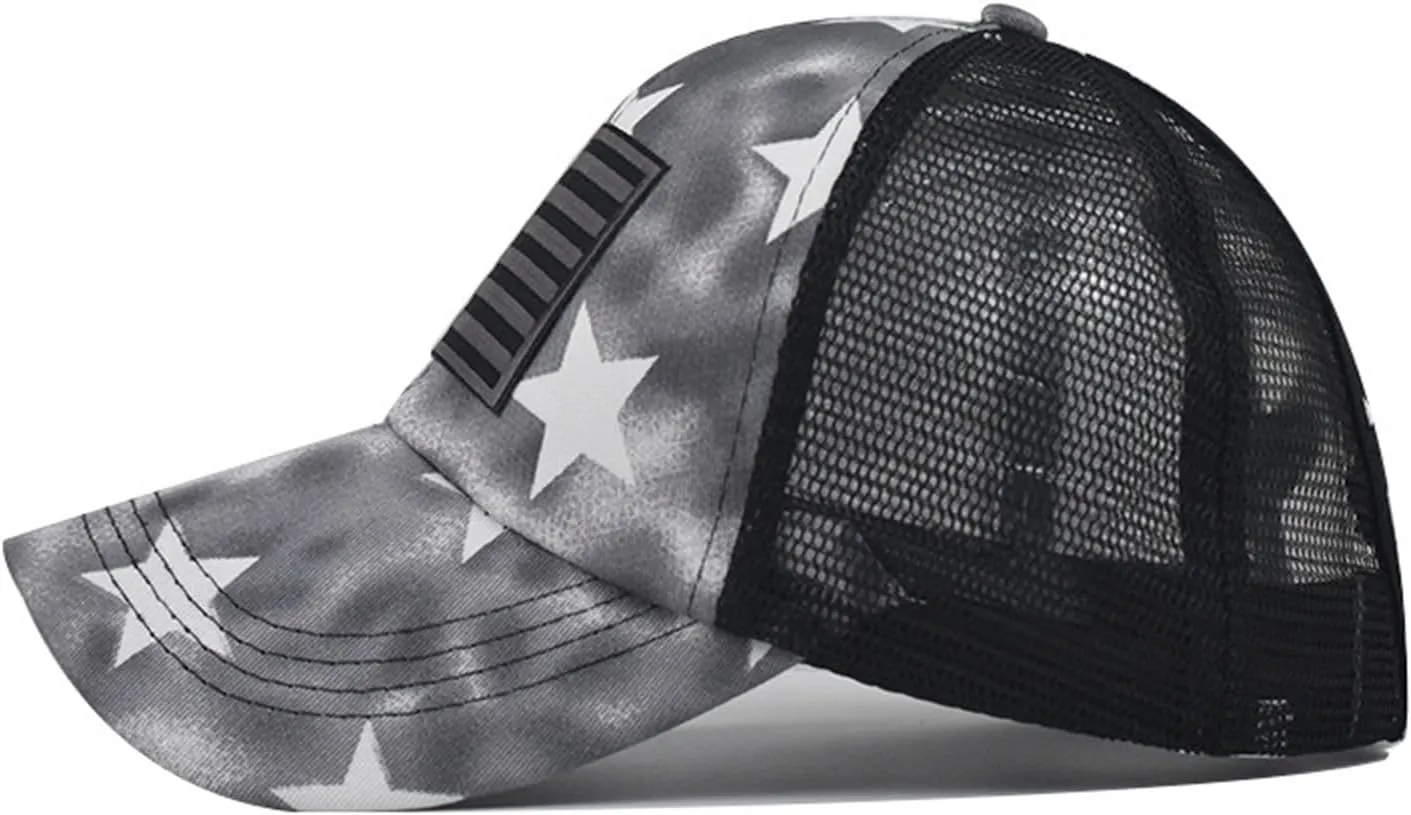 Unisex USA America Flag Baseball Caps Denim Distressed Rhinestone Hat for Adults 4th July Summer Sun Cap Hip Hop Caps