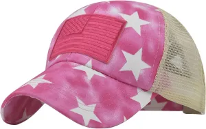 Unisex USA America Flag Baseball Caps Denim Distressed Rhinestone Hat for Adults 4th July Summer Sun Cap Hip Hop Caps