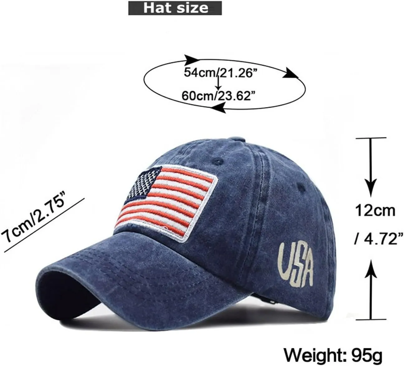 Unisex USA America Flag Baseball Caps Denim Distressed Rhinestone Hat for Adults 4th July Summer Sun Cap Hip Hop Caps