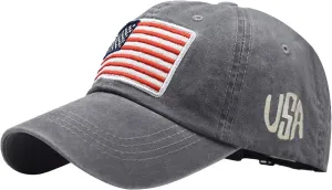 Unisex USA America Flag Baseball Caps Denim Distressed Rhinestone Hat for Adults 4th July Summer Sun Cap Hip Hop Caps