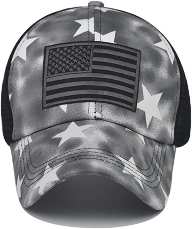 Unisex USA America Flag Baseball Caps Denim Distressed Rhinestone Hat for Adults 4th July Summer Sun Cap Hip Hop Caps
