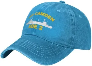 USS Camden AOE 2 Flag Cowboy Baseball Caps-Trucker Hats-Denim Hats Knit hat Fisherman's hat