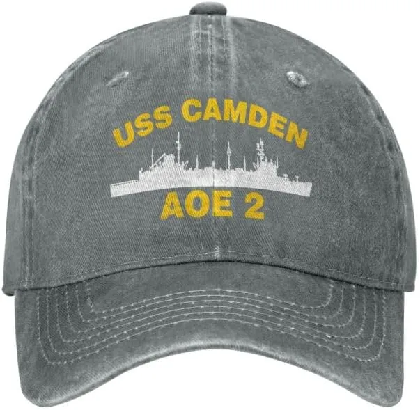 USS Camden AOE 2 Flag Cowboy Baseball Caps-Trucker Hats-Denim Hats Knit hat Fisherman's hat