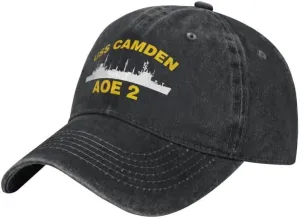 USS Camden AOE 2 Flag Cowboy Baseball Caps-Trucker Hats-Denim Hats Knit hat Fisherman's hat