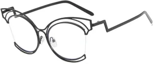 Vintage Metal Half Frame Cat Eye Glasses Frame Ladies Luxury Clear Lens Frames for Women Men