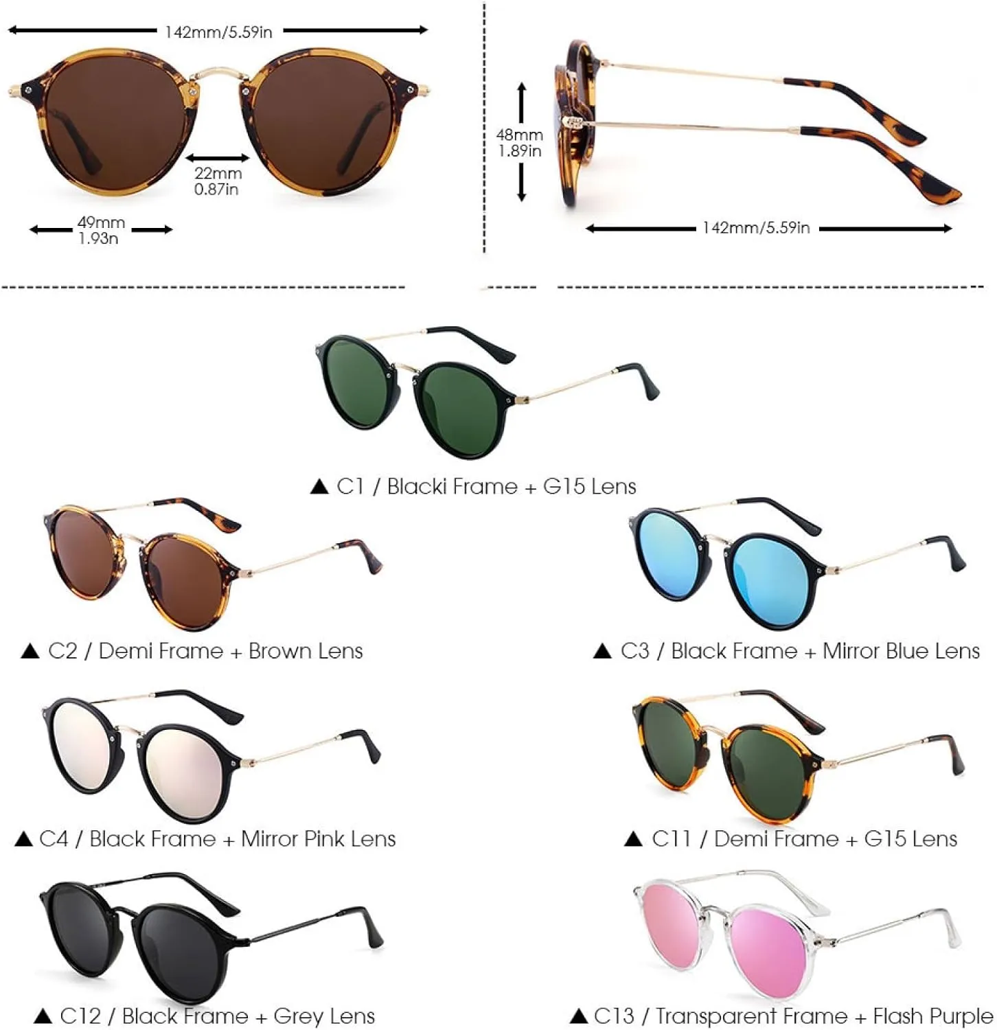 Vintage Round Women Sunglasses Retro Shades