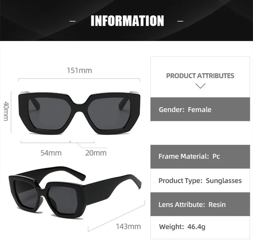 Vintage Sunglasses Women Men Wide Leg Big Frame Sun Glasses Shades UV400 Luxury