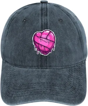 Volleyball Heart Unisex Adult Baseball Cap Curved Brim Sun Caps of Sports Denim Freely Adjustable