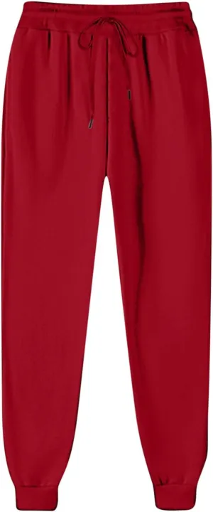 Warm Sweatpants for Women High Waist Drawstring Cinch Bottom Athletic Joggers Solid Color Loose Comfy Lounge Pants