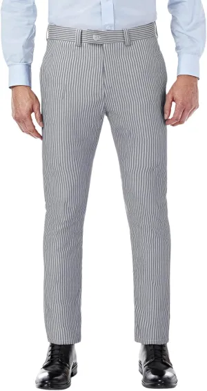 Wemaliyzd Mens Seersucker Dress Pants Flat Front Lightweight Sear Sucker Suit Separate Trousers